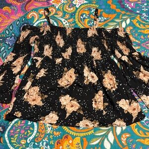 Torrid Black Floral Smocked Blouse